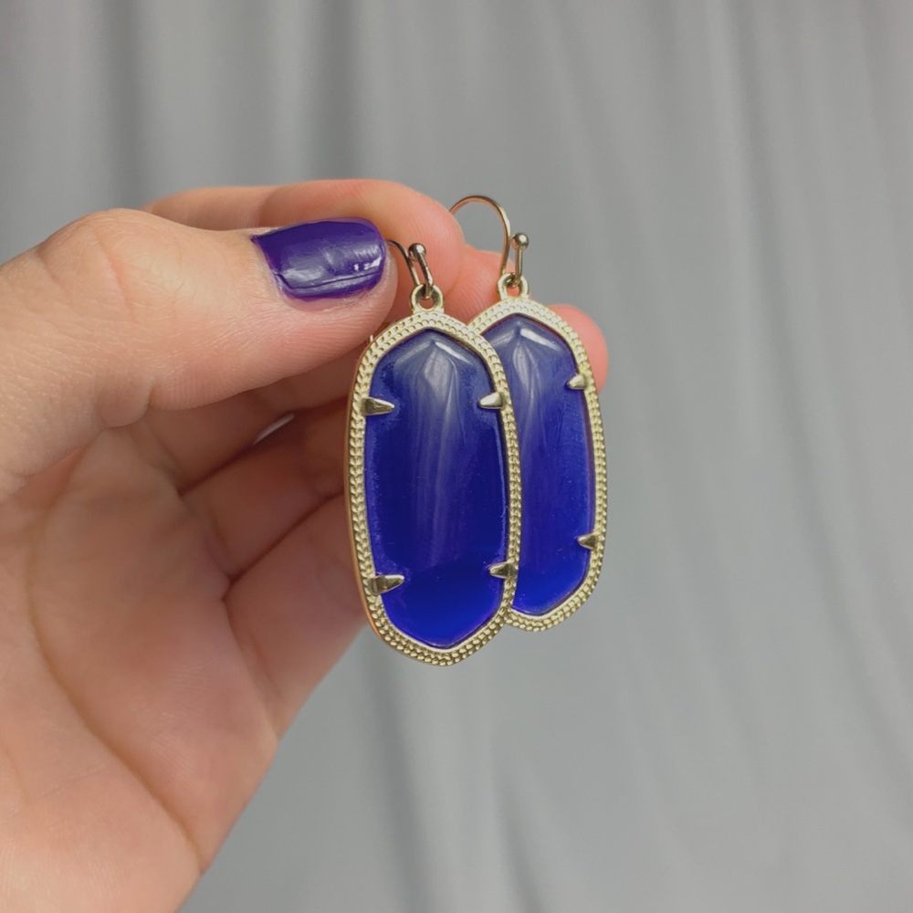KENDRA SCOTT ELLE EARRINGS IN COBALT BLUE